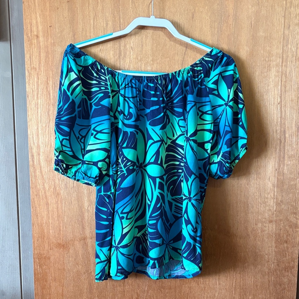Set of 2 - Women's Hawaiian/Tropical Off-Shoulder Blouses, Size M - Picture 4 of 14